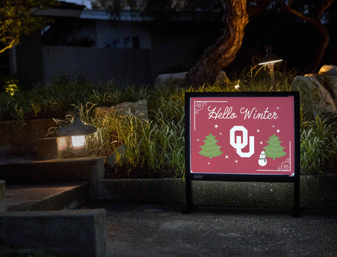 Oklahoma Hello Winter Yardsy Sign - Flat Feet
