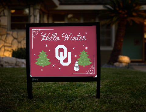 Oklahoma Hello Winter Yardsy Sign - Hero
