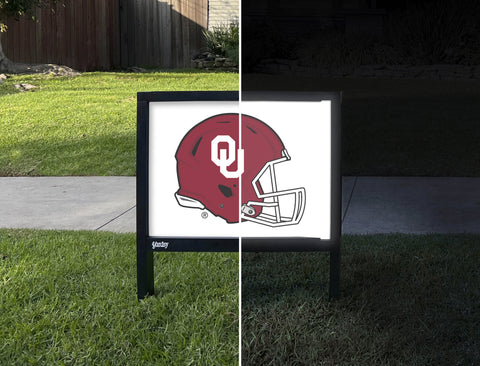 Oklahoma Helmet Mark White Yardsy Sign - Day Night