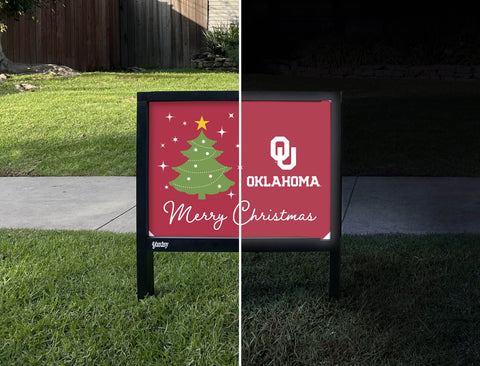 Oklahoma Merry Christmas Yardsy Sign - Day Night
