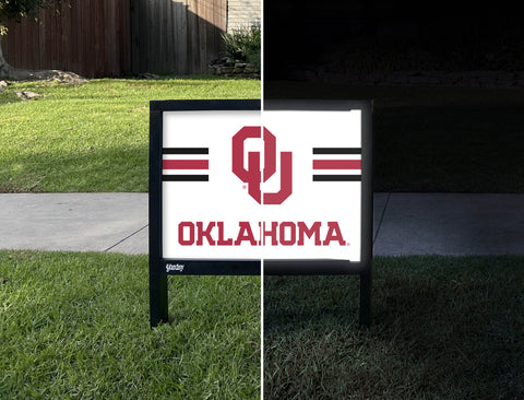 Oklahoma OU White Yardsy Sign - Day Night