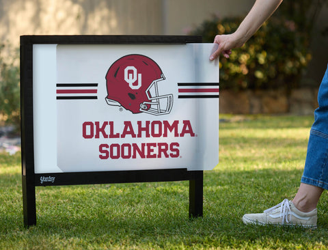 Oklahoma Sooners Helmet White Yardsy Sign - Interchangeable