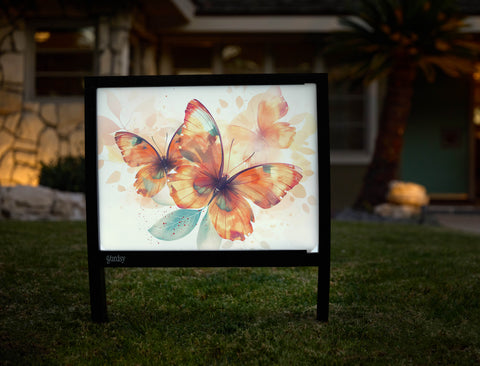 Orange Butterflies Yard Decoration Yardsy Sign - Hero
