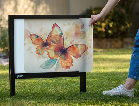 Orange Butterflies Yard Decoration Yardsy Sign - Interchangeable