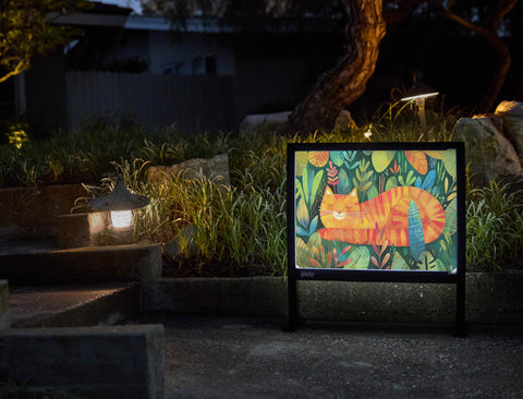 Orange Cat in a Cozy Forest Decor Yardsy Sign - Flat Feet