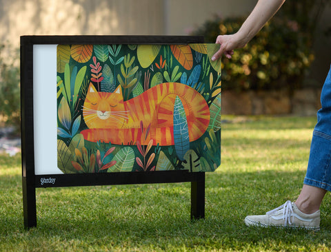 Orange Cat in a Cozy Forest Decor Yardsy Sign - Interchangeable