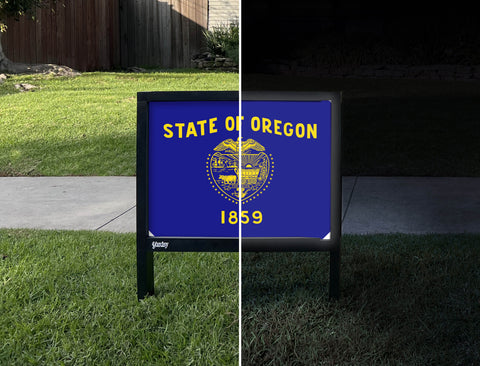 Oregon State Flag Yardsy Sign - Day Night