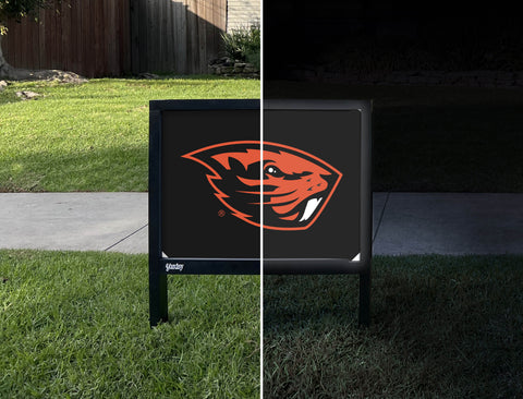 Oregon State Beavers Mascot Black Yardsy Sign - Day Night