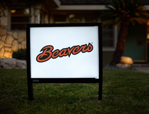 Oregon State Beavers Script White Yardsy Sign - Hero