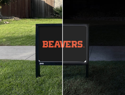 Oregon State Beavers Wordmark Black Yardsy Sign - Day Night