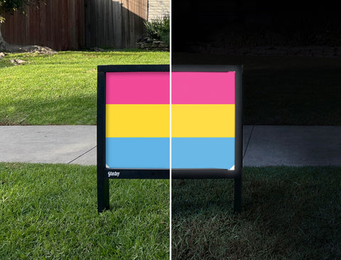 Pansexual Pride Flag Yardsy Sign - Day Night