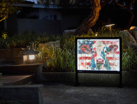 Patriotic Cow Americana Yardsy Sign - Flat Feet