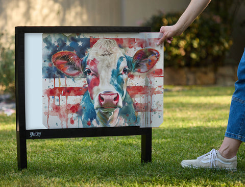 Patriotic Cow Americana Yardsy Sign - Interchangeable
