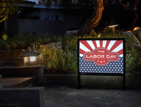 Patriotic Happy Labor Day Yardsy Sign - Flat Feet