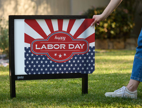 Patriotic Happy Labor Day Yardsy Sign - Interchangeable