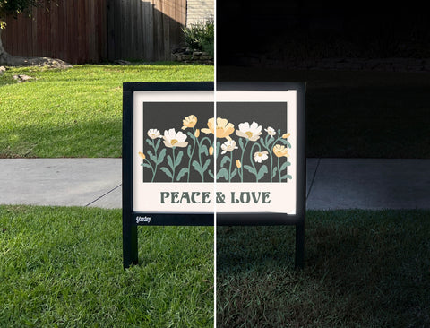 Peace & Love Yardsy Sign - Day Night
