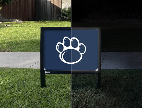 Penn State Paw Mark Navy Yardsy Sign - Day Night