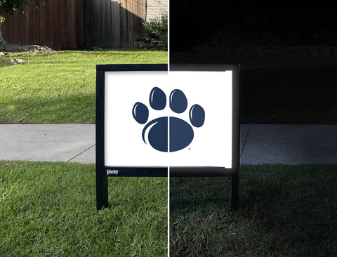 Penn State Paw Mark White Yardsy Sign - Day Night