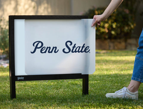 Penn State Script Mark White Yardsy Sign - Interchangeable