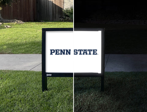 Penn State Wordmark White Yardsy Sign - Day Night