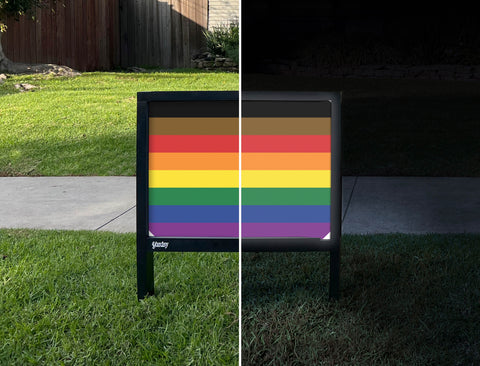 Philly Pride Flag Yardsy Sign - Day Night