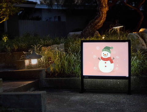 Pink Snowman Cute Winter Yardsy Sign - Flat Feet