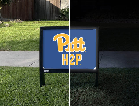 Pittsburgh Pitt H2P Royal Yardsy Sign - Day Night