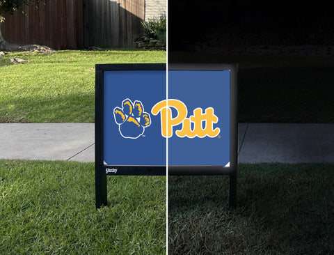 Pittsburgh Pitt Paw Game Royal Yardsy Sign - Day Night