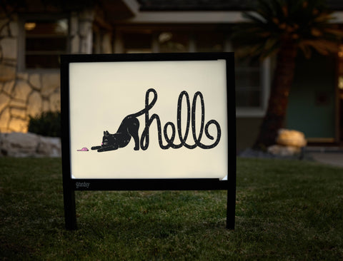 Playful Cat Hello Yardsy Sign - Hero