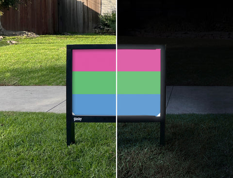 Polysexual Pride Flag Yardsy Sign - Day Night