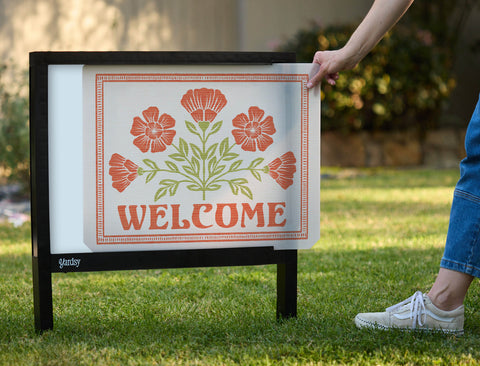 Poppy Flower Welcome Yardsy Sign - Interchangeable
