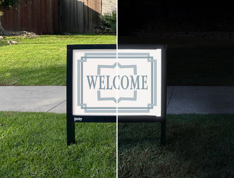 Preppy Welcome Yardsy Sign - Day Night