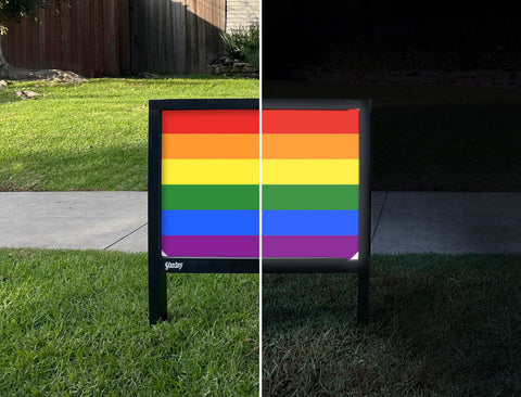 Pride 6 Striped LGBTQ Pride Flag Yardsy Sign - Day Night