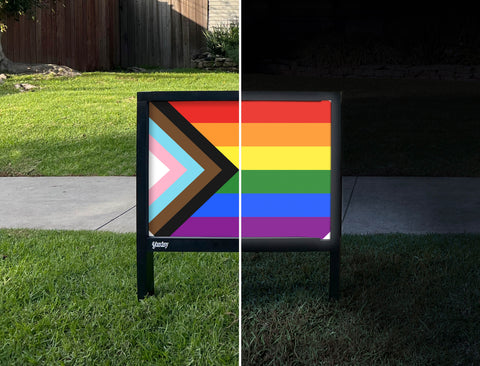 Progress Pride Flag Yardsy Sign - Day Night