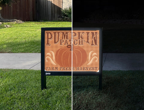 Pumpkin Patch Fall Yardsy Sign - Day Night