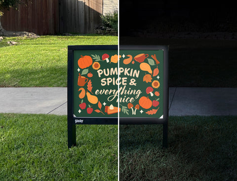 Pumpkin Spice & Everything Nice Yardsy Sign - Day Night
