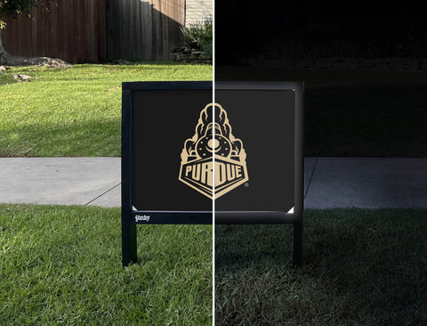 Purdue Athletics Mark Black Yardsy Sign - Day Night