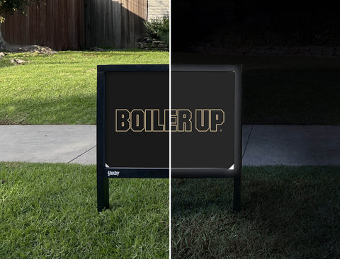 Purdue Boiler Up Black Yardsy Sign - Day Night