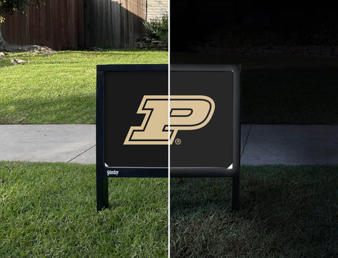 Purdue P Black Gold Yardsy Sign - Day Night