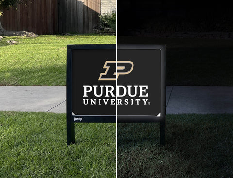 Purdue University Signature Mark Black Yardsy Sign - Day Night