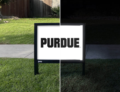 Purdue White Yardsy Sign - Day Night