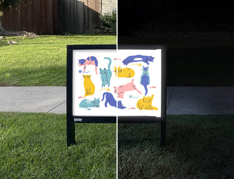 Purrfect Cats Yardsy Sign - Day Night