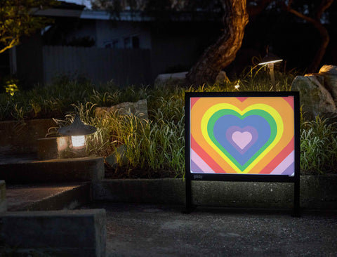 Rainbow Heart Beam Yardsy Sign - Flat Feet