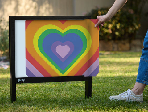 Rainbow Heart Beam Yardsy Sign - Interchangeable