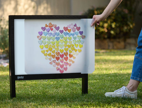 Rainbow Mini Hearts Yardsy Sign - Interchangeable