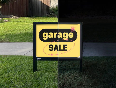 Retro Garage Sale Yardsy Sign - Day Night