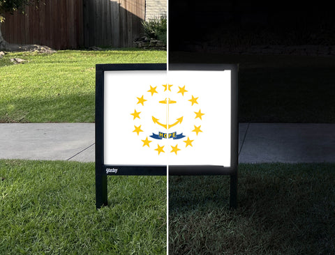 Rhode Island State Flag Yardsy Sign - Day Night