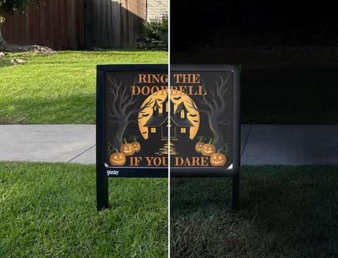 Ring The Doorbell, If You Dare Halloween Yardsy Sign - Day Night