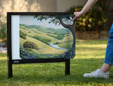 Rolling Hills Blooming River Landscape Yardsy Sign - Interchangeable