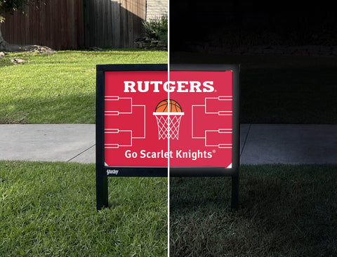 Rutgers Basketball Yardsy Sign - Day Night